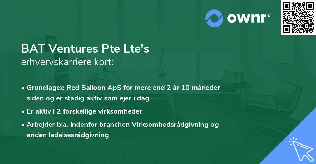 BAT Ventures Pte Lte's erhvervskarriere kort