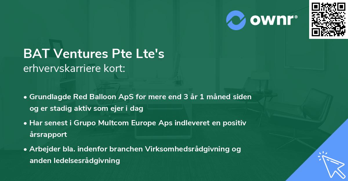 BAT Ventures Pte Lte's erhvervskarriere kort