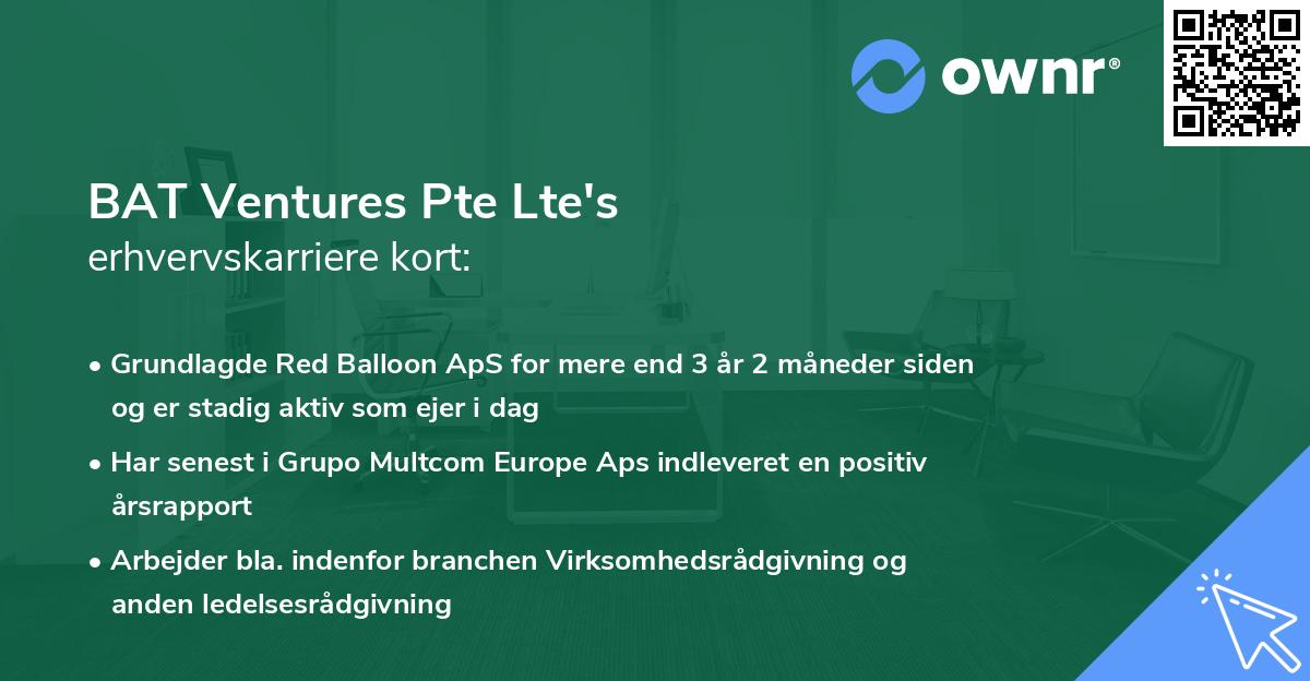 BAT Ventures Pte Lte's erhvervskarriere kort