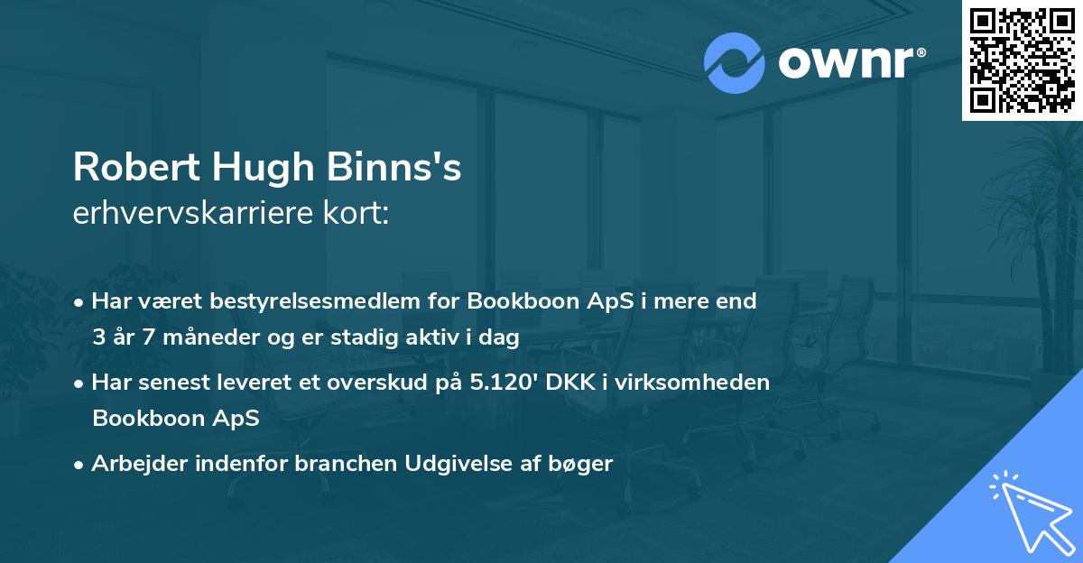 Robert Hugh Binns's erhvervskarriere kort