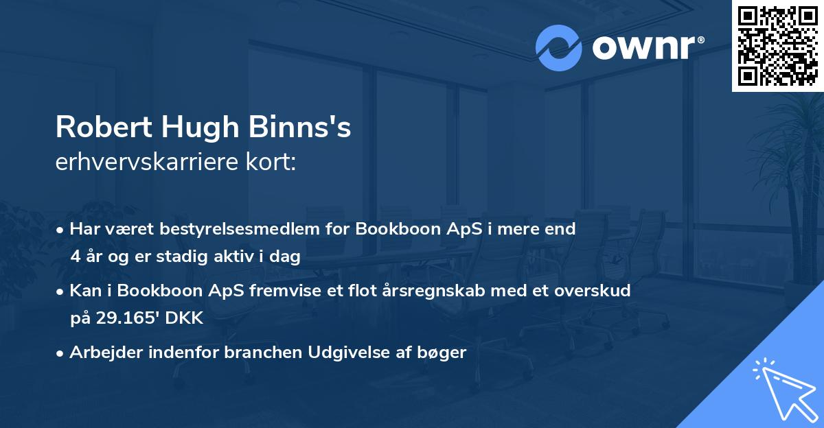 Robert Hugh Binns's erhvervskarriere kort