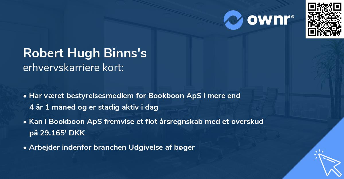 Robert Hugh Binns's erhvervskarriere kort