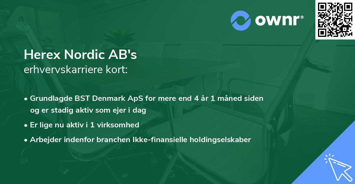 Herex Nordic AB's erhvervskarriere kort
