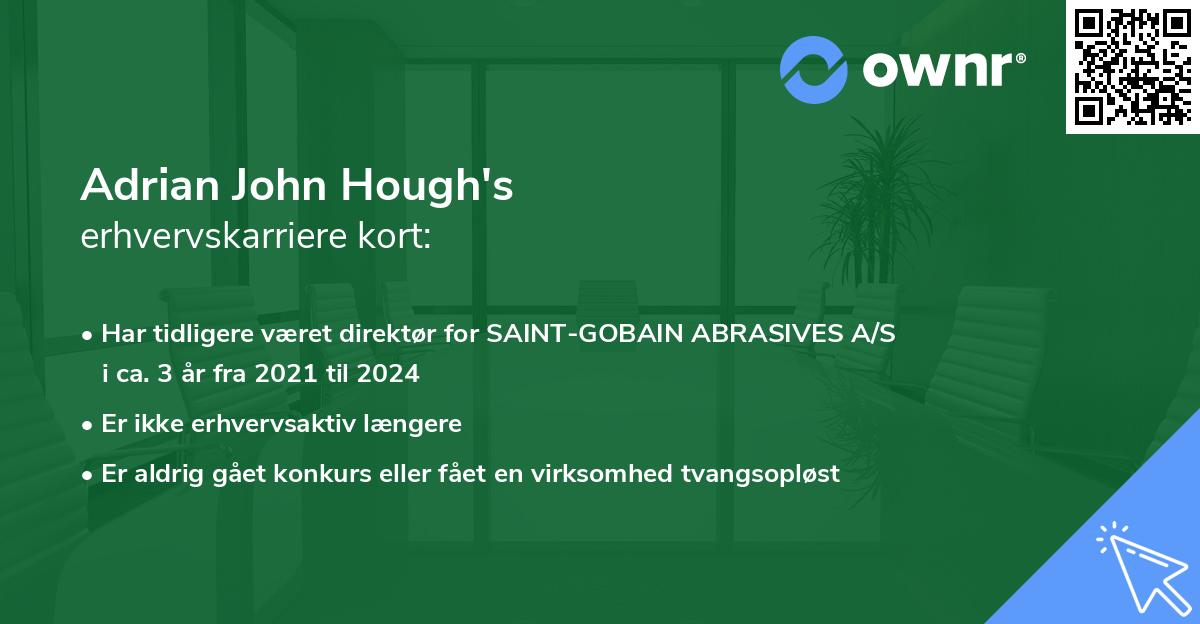 Adrian John Hough's erhvervskarriere kort