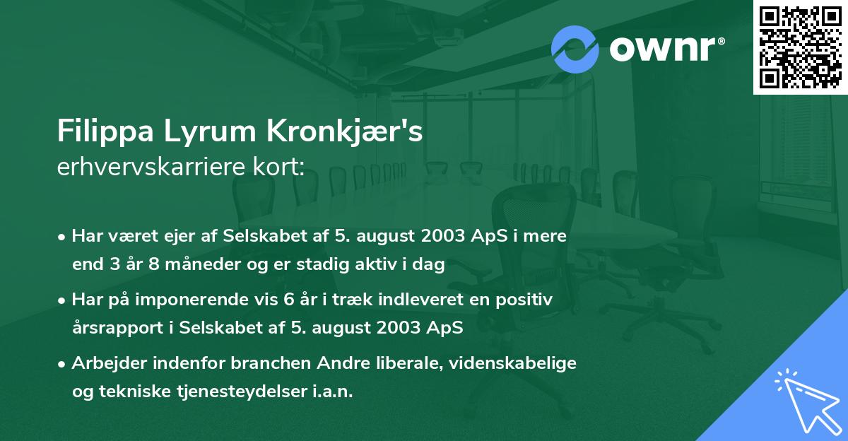 Filippa Lyrum Kronkjær's erhvervskarriere kort