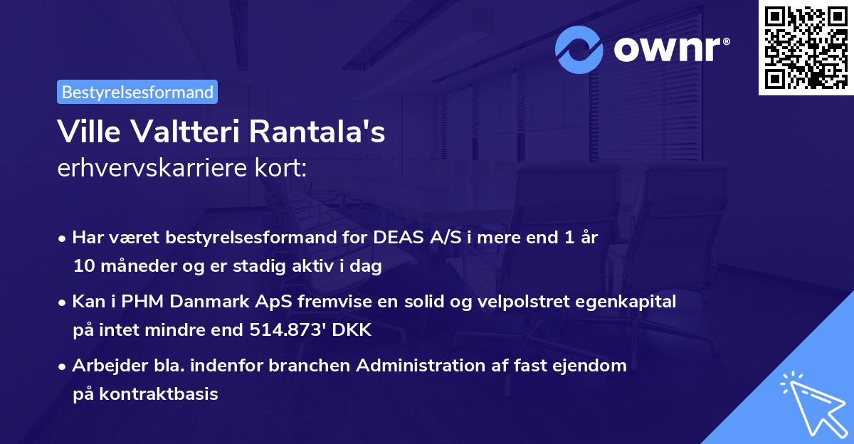 Ville Valtteri Rantala's erhvervskarriere kort