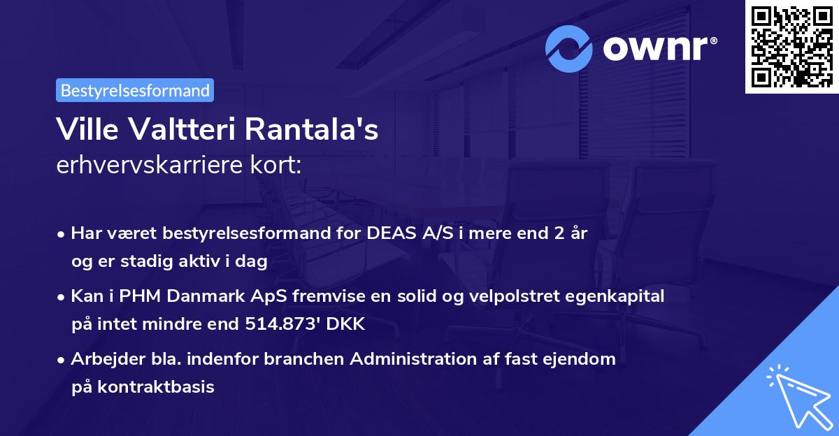 Ville Valtteri Rantala's erhvervskarriere kort