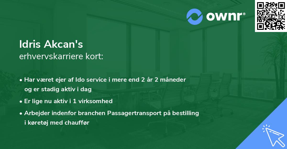 Idris Akcan's erhvervskarriere kort