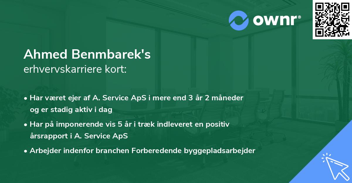 Ahmed Benmbarek's erhvervskarriere kort