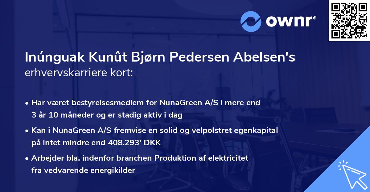 Inúnguak Kunût Bjørn Pedersen Abelsen's erhvervskarriere kort