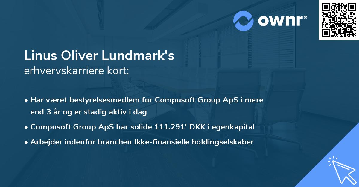 Linus Oliver Lundmark's erhvervskarriere kort