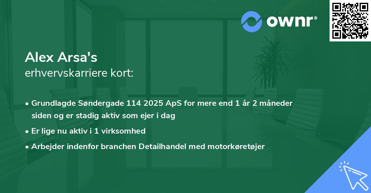 Alex Arsa's erhvervskarriere kort