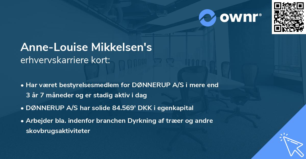 Anne-Louise Mikkelsen's erhvervskarriere kort