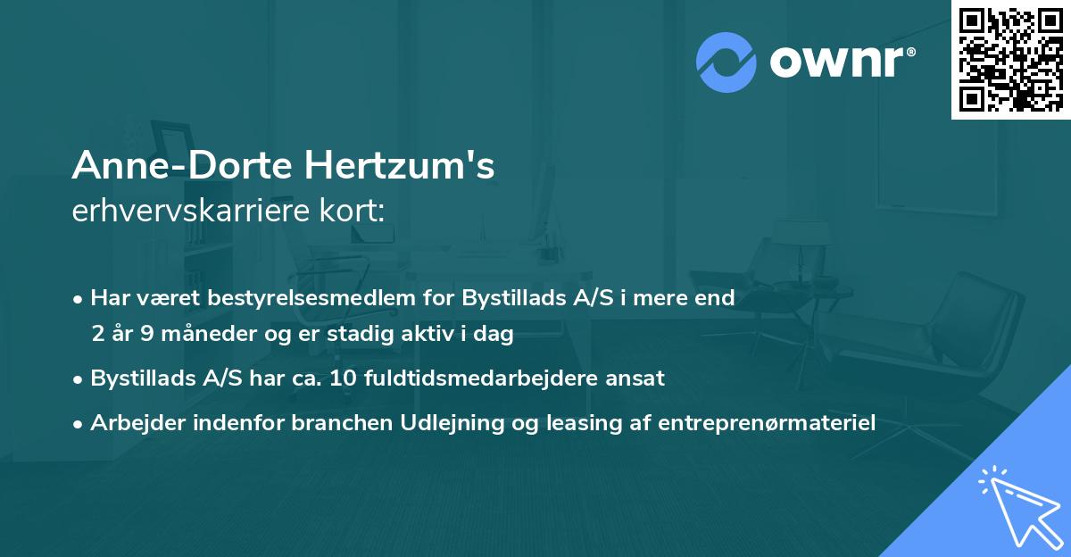 Anne-Dorte Hertzum's erhvervskarriere kort