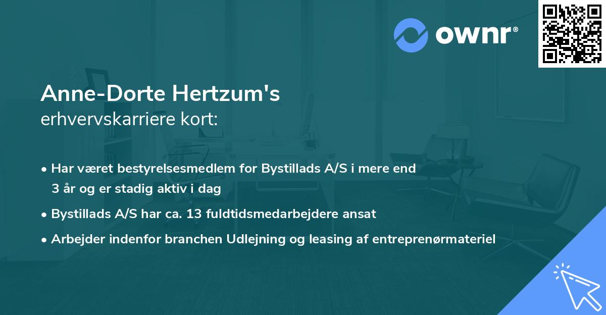 Anne-Dorte Hertzum's erhvervskarriere kort