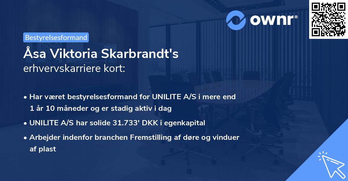Åsa Viktoria Skarbrandt's erhvervskarriere kort
