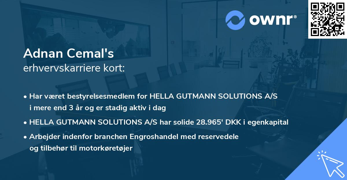 Adnan Cemal's erhvervskarriere kort