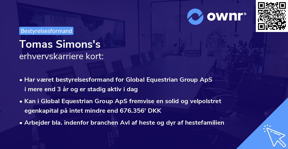Tomas Simons's erhvervskarriere kort