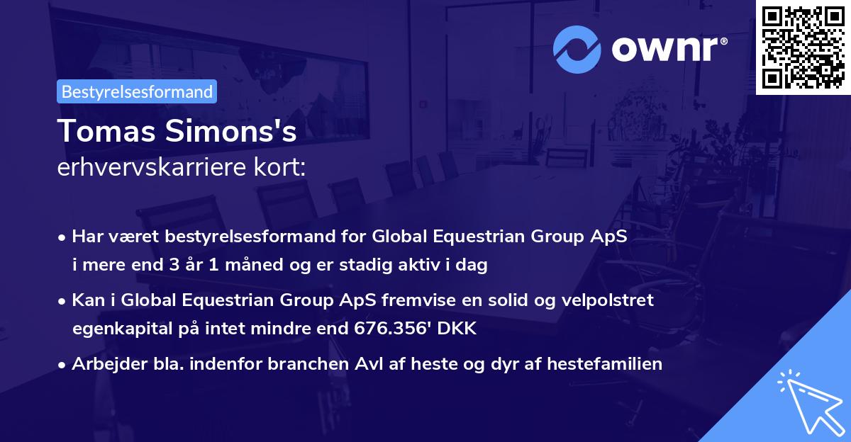 Tomas Simons's erhvervskarriere kort