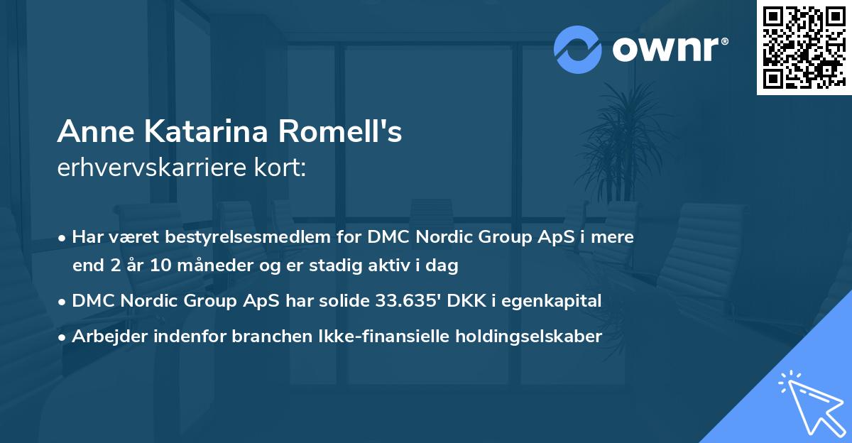 Anne Katarina Romell's erhvervskarriere kort