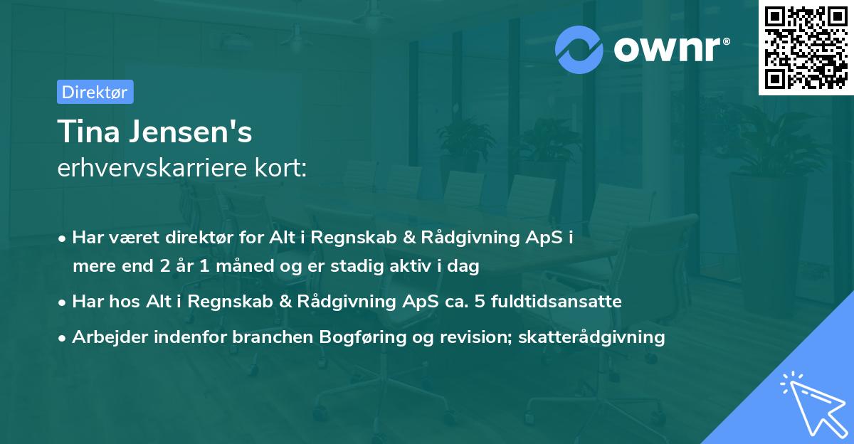 Tina Jensen's erhvervskarriere kort