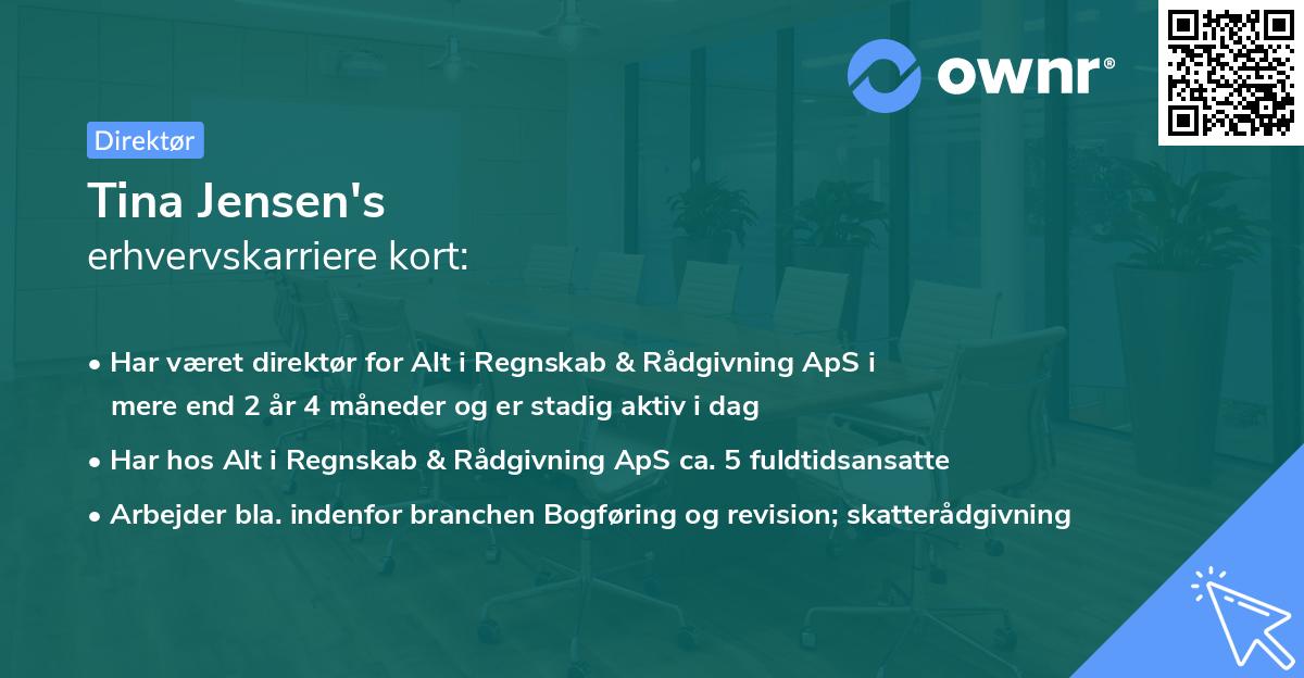 Tina Jensen's erhvervskarriere kort