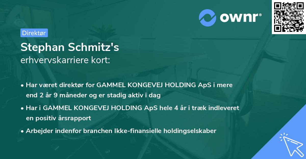 Stephan Schmitz's erhvervskarriere kort