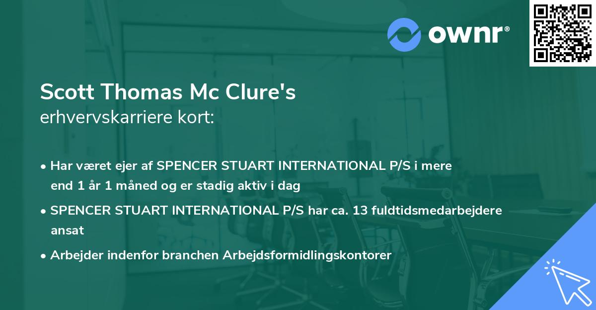 Scott Thomas Mc Clure's erhvervskarriere kort