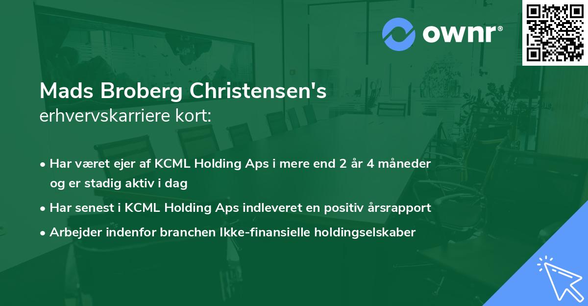 Mads Broberg Christensen's erhvervskarriere kort