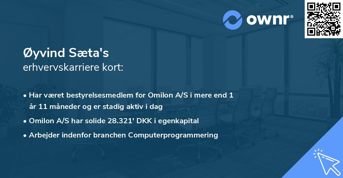 Øyvind Sæta's erhvervskarriere kort