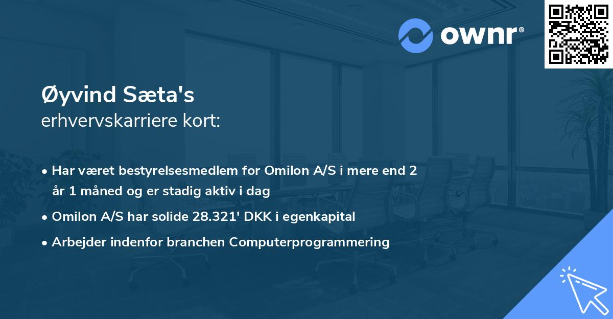 Øyvind Sæta's erhvervskarriere kort