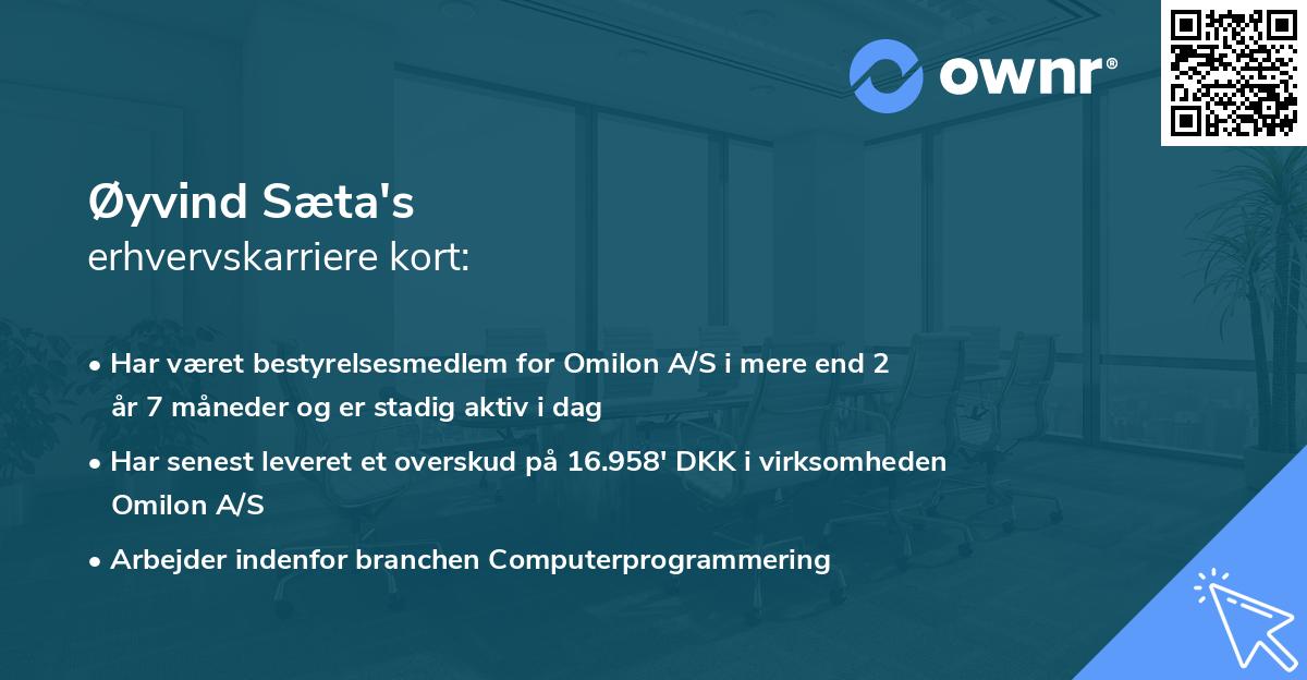 Øyvind Sæta's erhvervskarriere kort