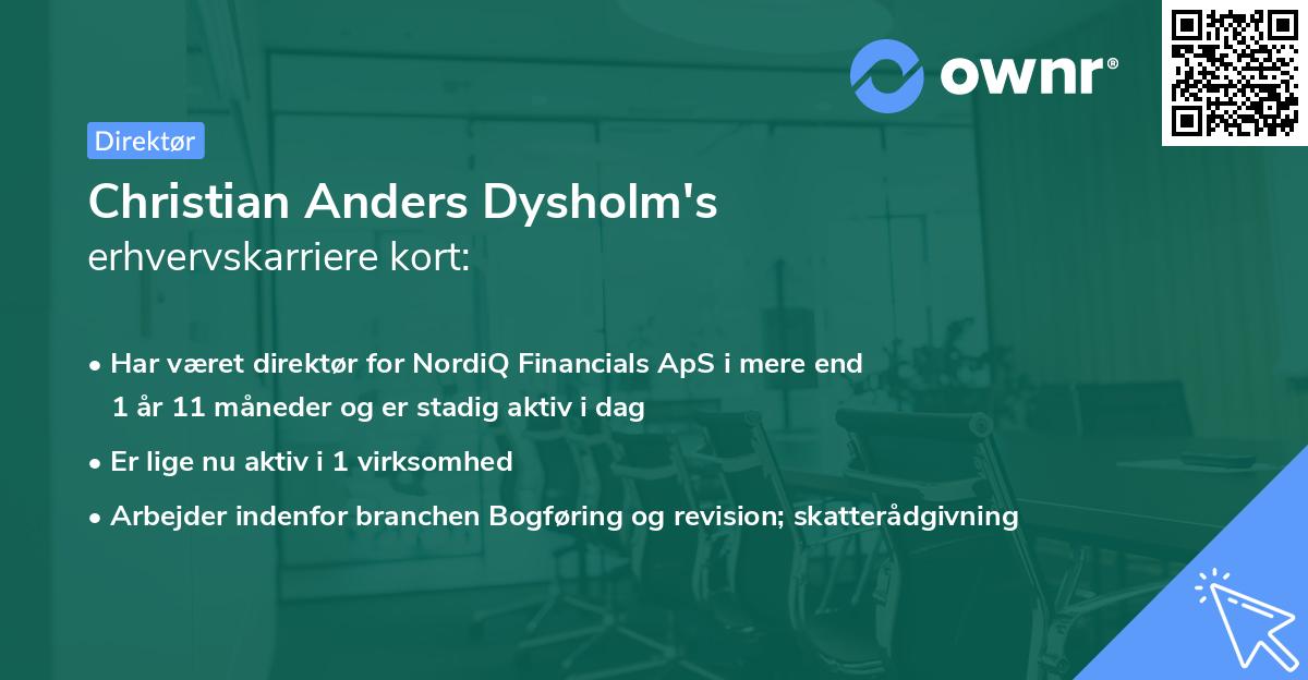 Christian Anders Dysholm's erhvervskarriere kort