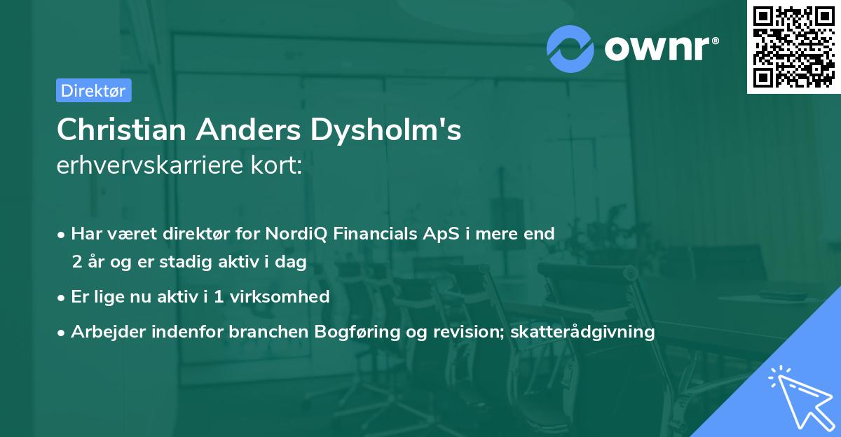 Christian Anders Dysholm's erhvervskarriere kort