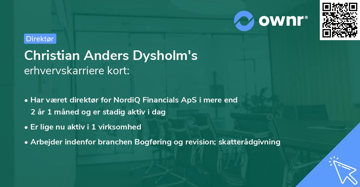 Christian Anders Dysholm's erhvervskarriere kort