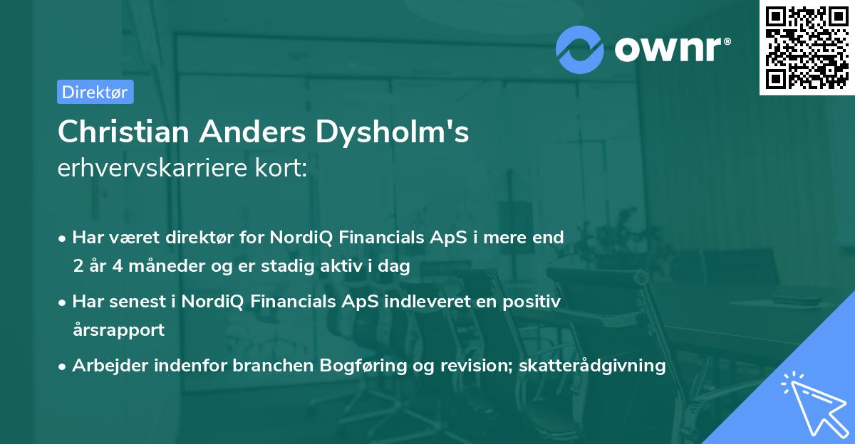 Christian Anders Dysholm's erhvervskarriere kort