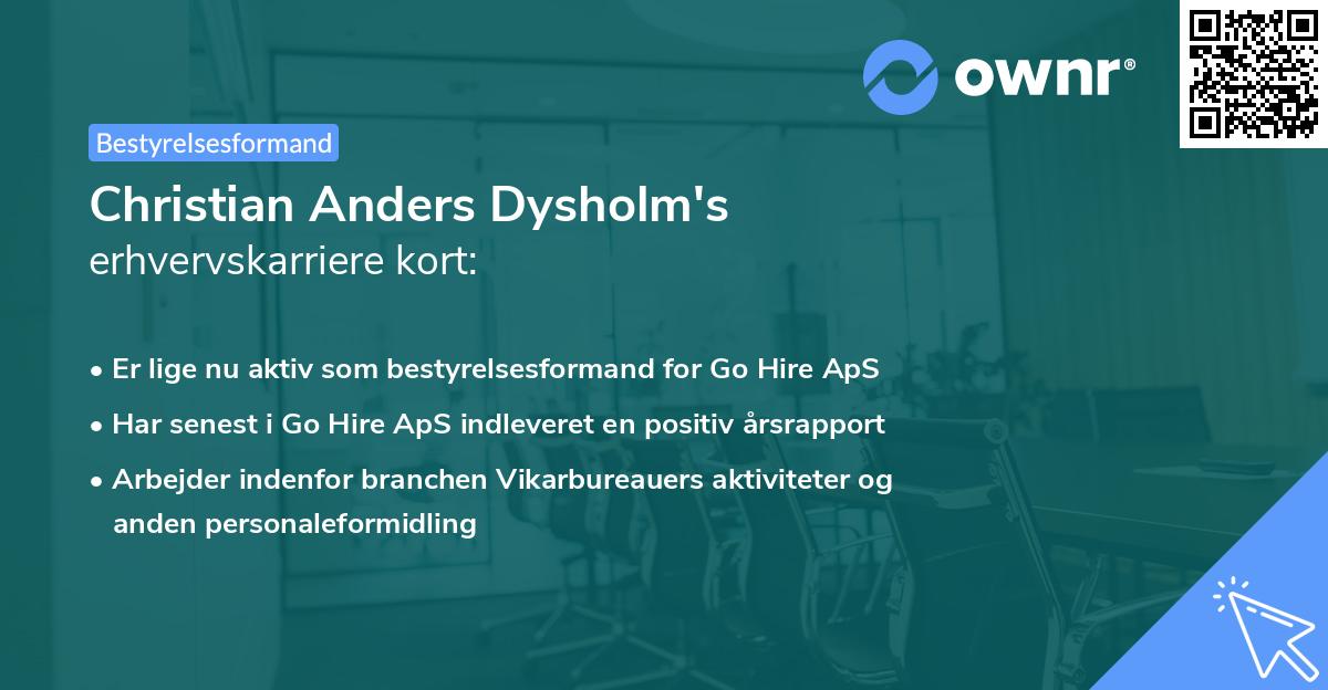 Christian Anders Dysholm's erhvervskarriere kort