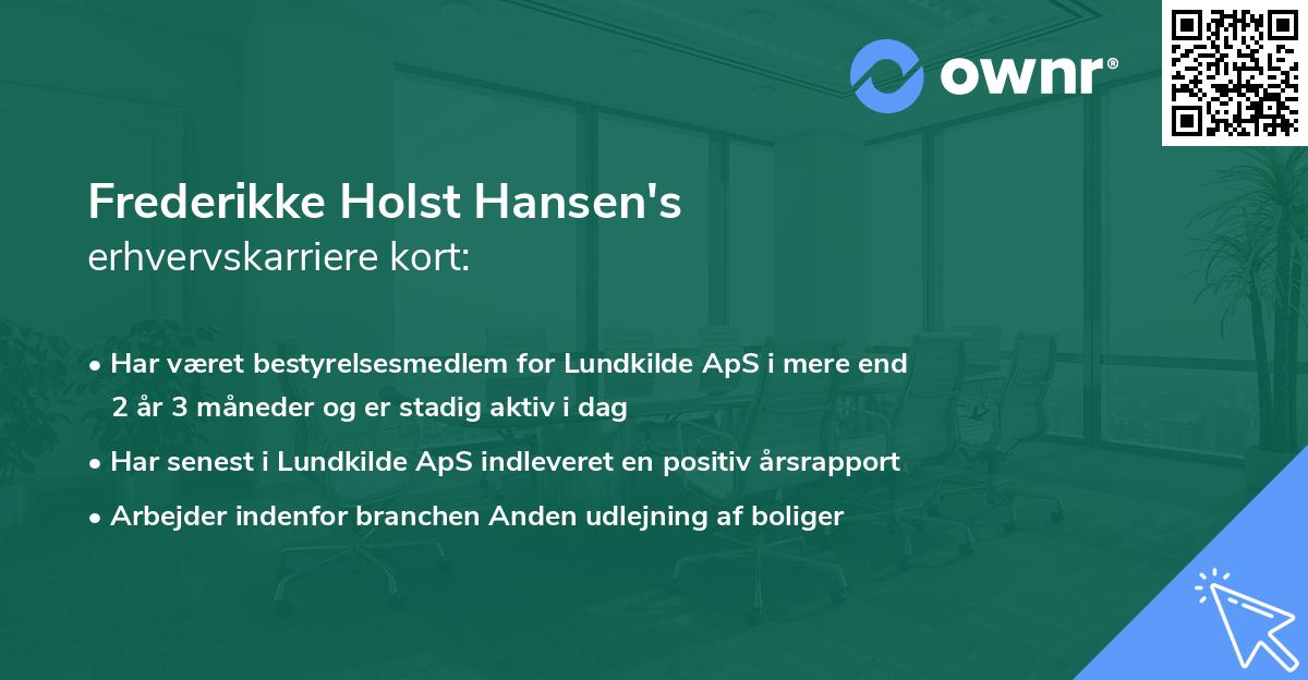 Frederikke Holst Hansen's erhvervskarriere kort