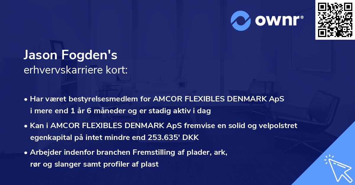 Jason Fogden's erhvervskarriere kort