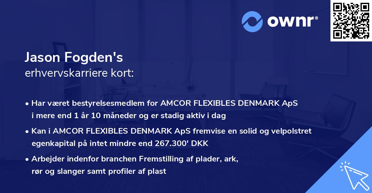 Jason Fogden's erhvervskarriere kort