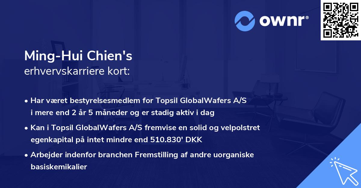 Ming-Hui Chien's erhvervskarriere kort