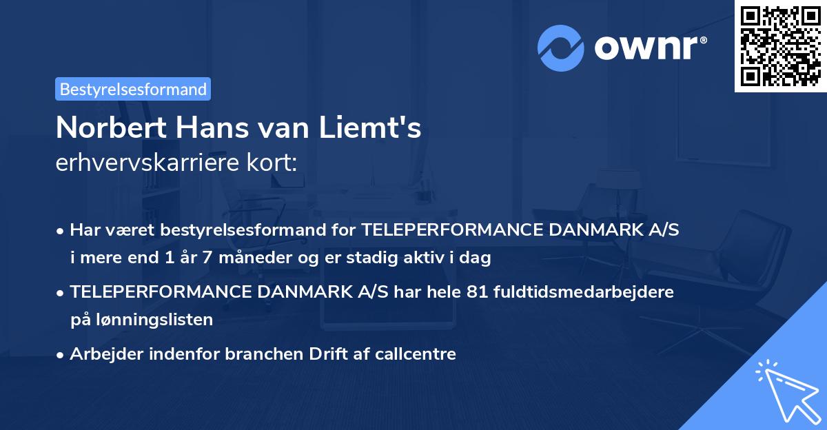 Norbert Hans van Liemt's erhvervskarriere kort