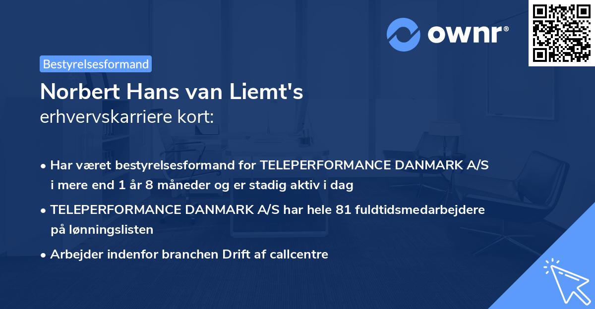 Norbert Hans van Liemt's erhvervskarriere kort