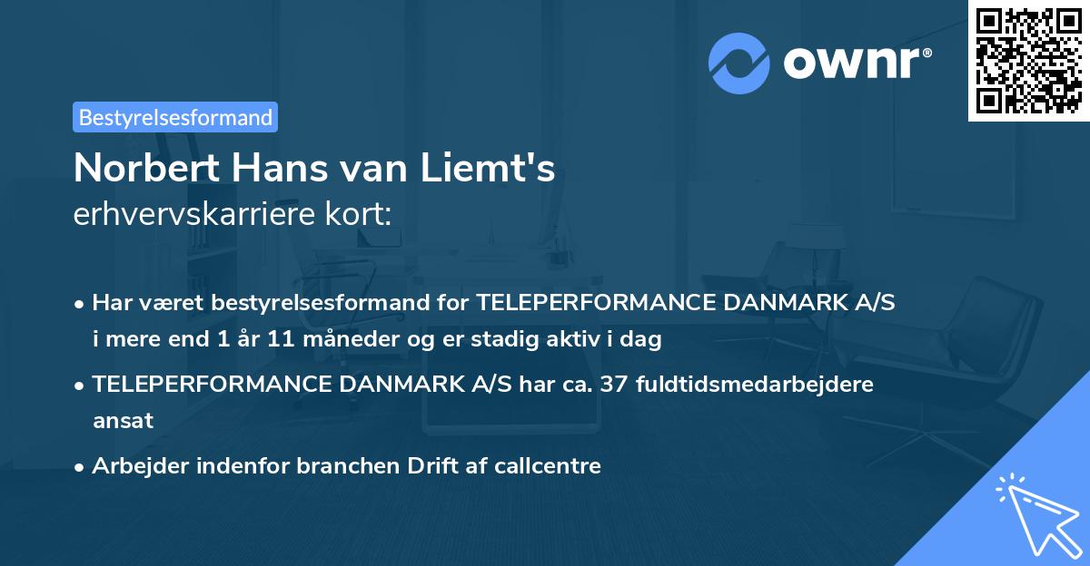 Norbert Hans van Liemt's erhvervskarriere kort