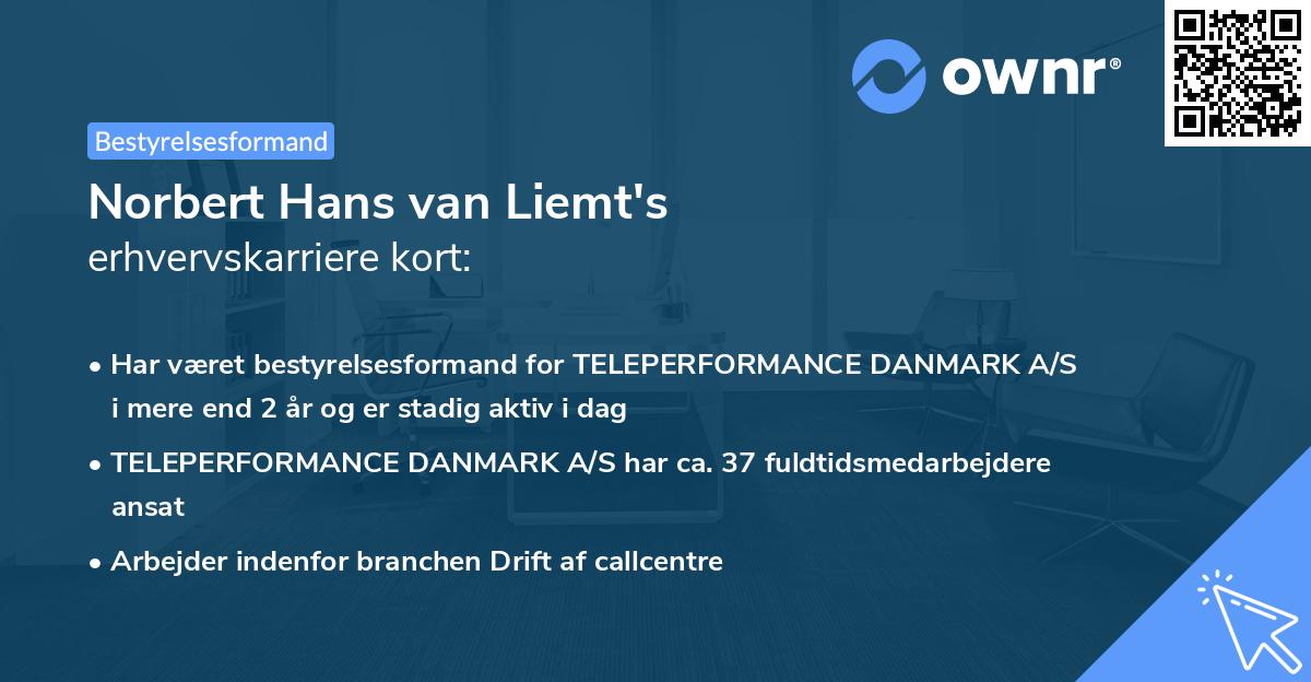 Norbert Hans van Liemt's erhvervskarriere kort