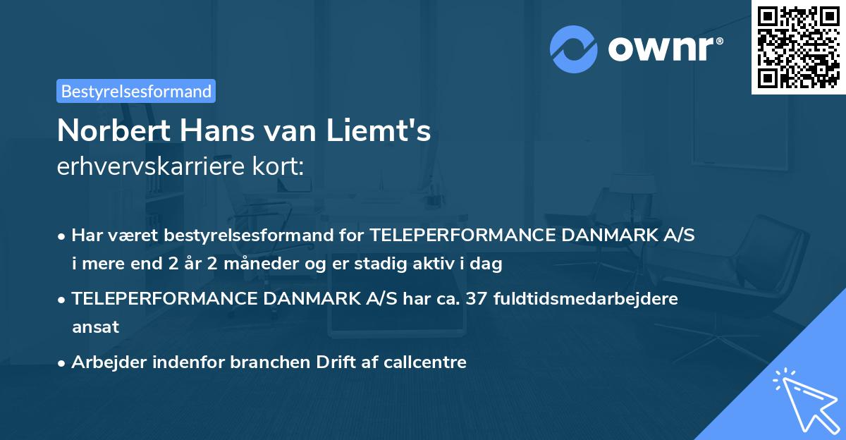 Norbert Hans van Liemt's erhvervskarriere kort