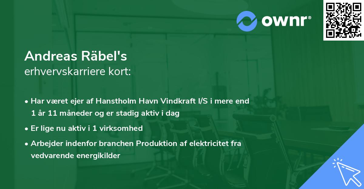 Andreas Räbel's erhvervskarriere kort