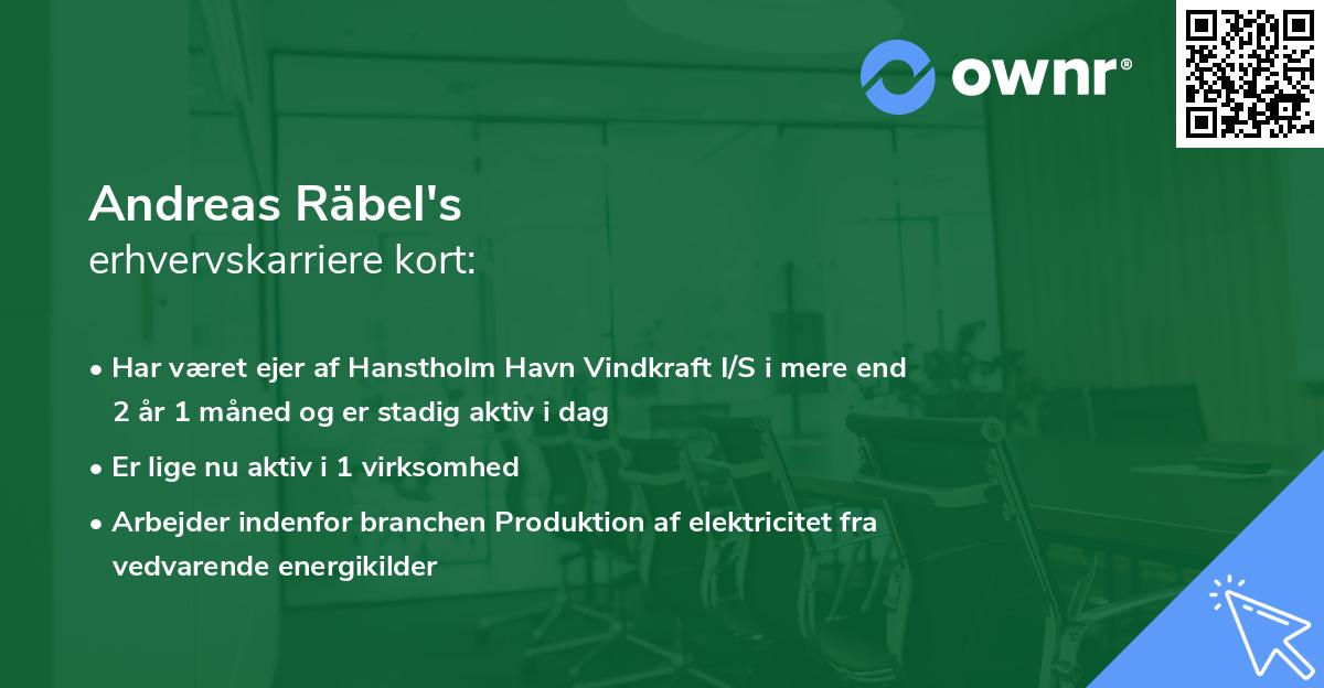 Andreas Räbel's erhvervskarriere kort