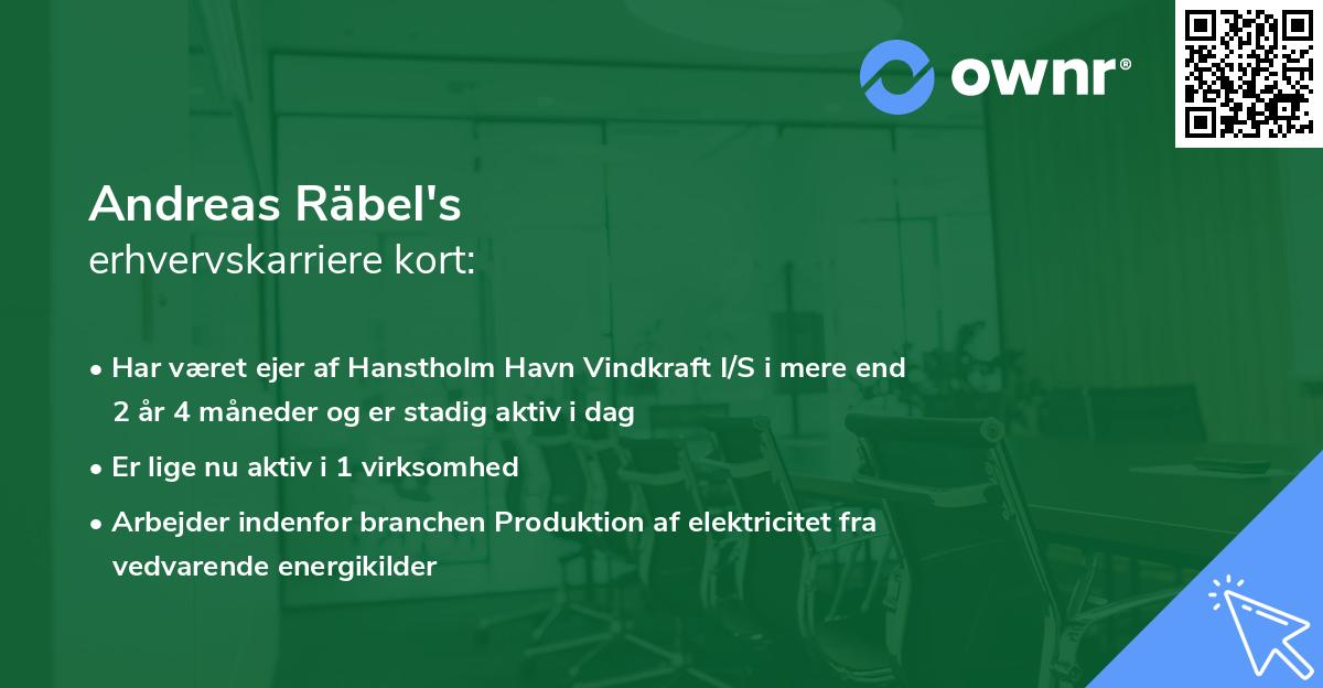 Andreas Räbel's erhvervskarriere kort