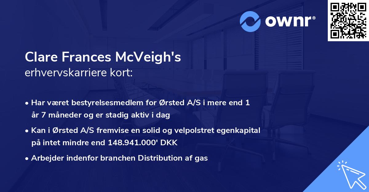 Clare Frances McVeigh's erhvervskarriere kort